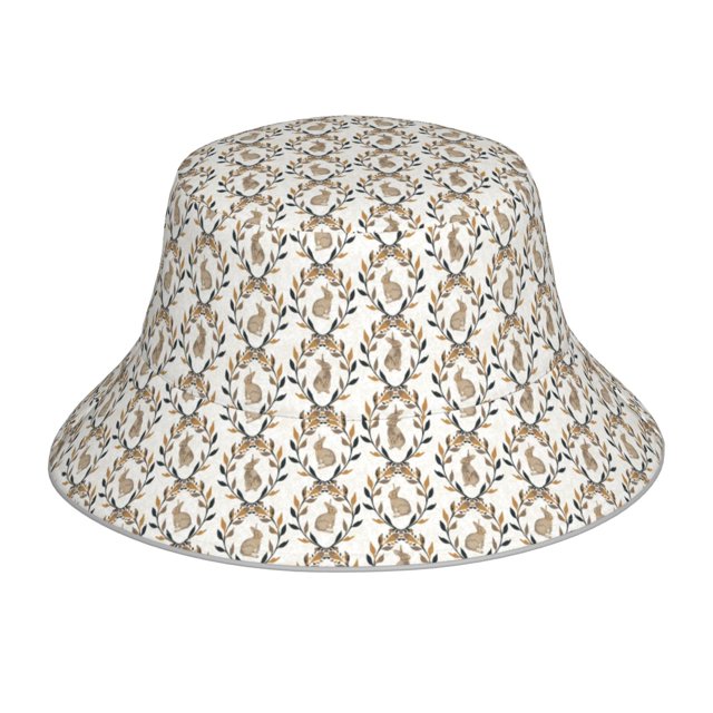 Fotbe Retro Bunny Sombrero Tipo Pescador con Estampado – Sombrero de Sol de Algodón de Moda para Playa, Golf, Pesca