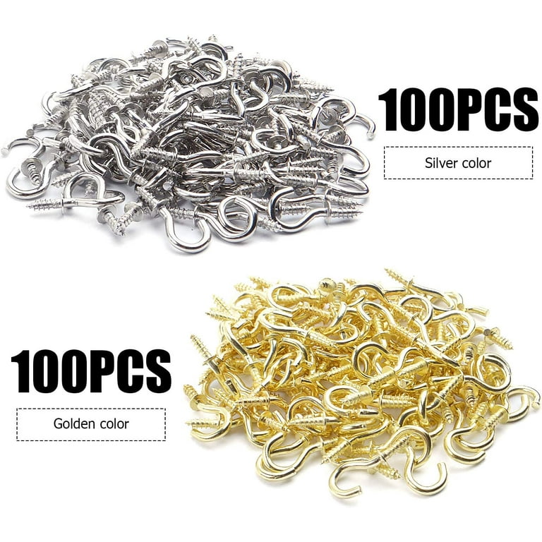 200pcs 1/2 Mini Cup Screw Hooks Metal Cup Hooks Screw-in Ceiling Hooks  Small Hooks DIY Jewelry Hooks Screw-in Hanger for Outdoor and Indoor 