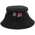thumbnail image 3 of Sombrero de pescador con bordado de setas para mujer, sombrero de pescador para acampar al aire libre para verano, 3 of 5
