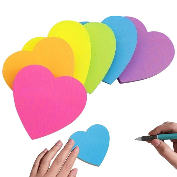 Heart Shaped Sticky Notes, Self Adhesive Pads,Super Strong Adhesive Post It Notes,3x3 Inch Cute Memo Pads,Clean Removal Heart Notes,Office Supply Sticky Pads,Decorative Planner Stickers
