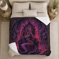 thumbnail image 5 of Dragon Queen on Purple Throne with Moon, Gothic Fantasy Style for Mythic Art Lovers, Royal Creature Scene and Birthday Gift, Soft Flannel Blanket for Studio, Home Decor, 5 of 9