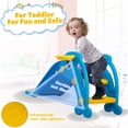 thumbnail image 6 of Tobbi 3 in 1 Toddler Slide Plastic Kids Slide with Climb Stair, Basketball Hoop, Ball, Indoor Outdoor Games Fun Activity Playground Toy for Boys Girls, Blue Dolphin, 6 of 11
