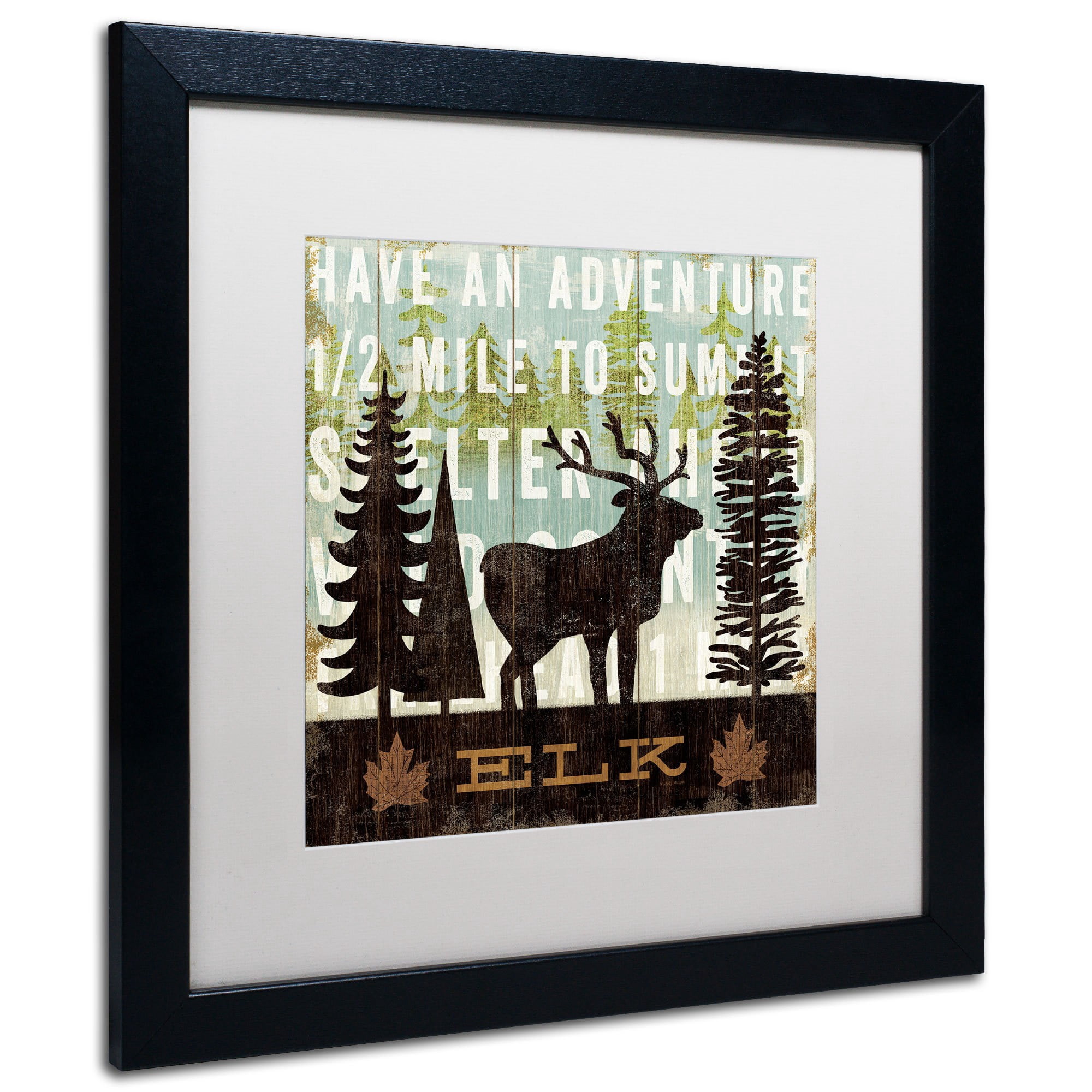 Trademark Fine Art "Simple Living Elk" Canvas Art by Michael Mullan, White Matte, Wood Frame