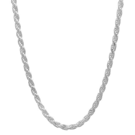 2.6mm .925 Sterling Silver Diamond-Cut Twisted Rope Choker Chain Necklace, 16 inches