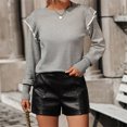 thumbnail image 6 of Duoif Sweaters for Women Trendy Women's Ruffled Sweater Loose Solid Color Crewneck Pullover Fashion Sweater Women's Sweaters Womens Tops Grey L, 6 of 6