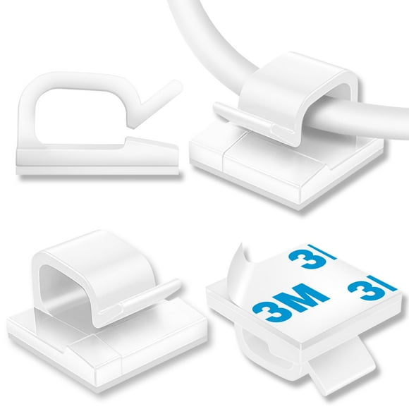 Cable Clips suoundey, 130 unidades, soporte adhesivo blanco