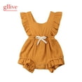 thumbnail image 5 of Toddler Baby Girls Ruffled Strap Bodysuit Jumpsuit Playsuit Outfits 0-24M, 5 of 6