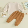 thumbnail image 3 of Toddler Boys 2PCS Pants Sets Solid Color Long Sleeve Sweatshirt and Drawstring Pants Sets 6-12 Months, 3 of 8