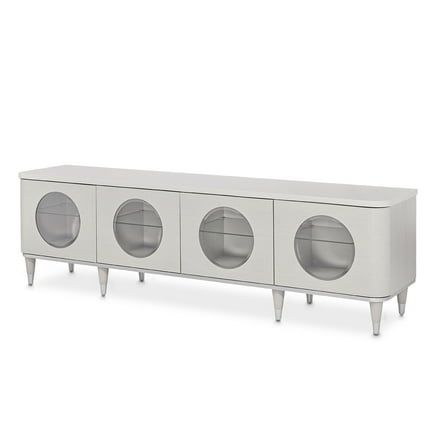 Michael Amini Eclipse Poplar Wood & Glass Media Cabinet in Moonlight Gray