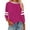 Z001-Hot Pink, variant on Womens Tops 3/4 Length Sleeve Striped Color Block V-Neck T Shirts Summer Fashion Comfy Casual Loose Fit Pullover Blouses Z002-Pink M