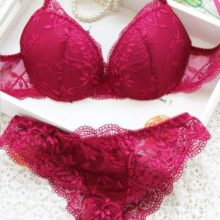 Xinhuaya Woman Lace Floral Push Up Bra Set Hollow Sweet Transparent  Underwear Lingerie Sets 