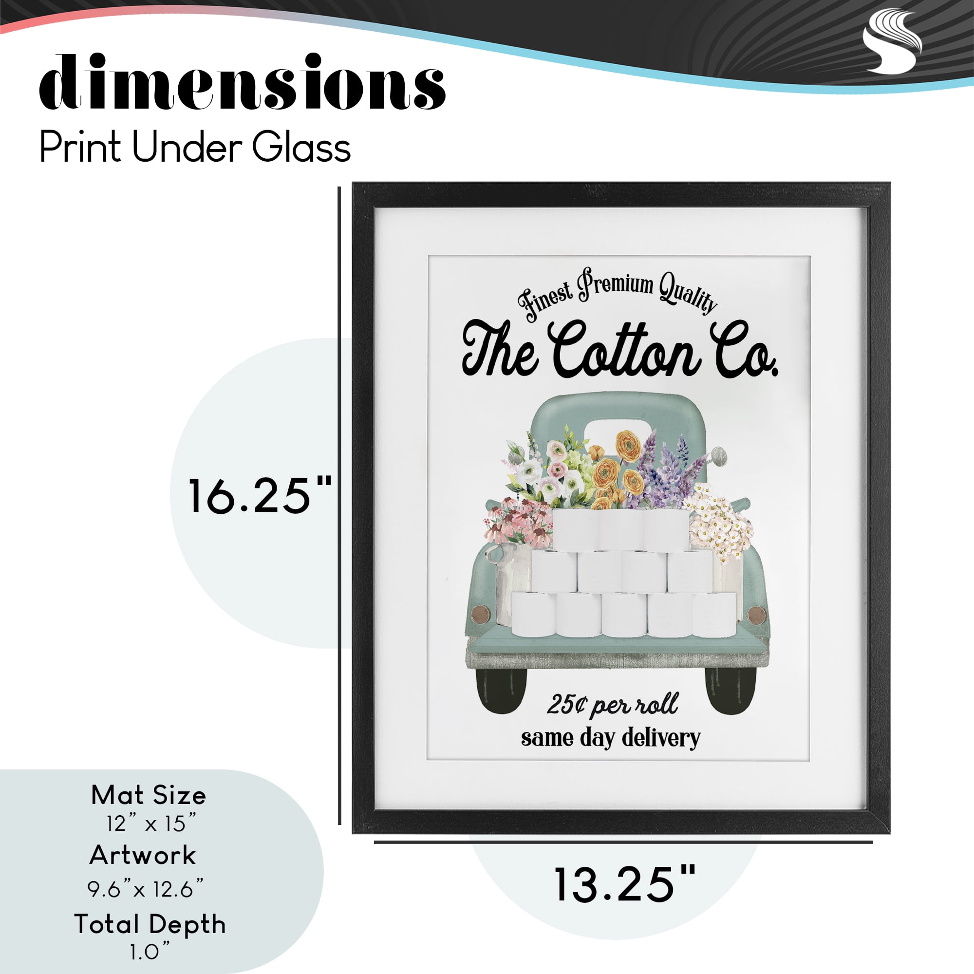 Toilet Paper Delivery Truck Black Framed Print Under Glass, design by Lettered and Lined