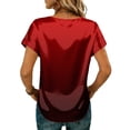 thumbnail image 6 of BOMYJESK Womens Tops Short Sleeve Crew Neck Gradient Tee Shirts Business Casual Fashion Silk Blouse Summer Curved Hem Basic Tees Red L, 6 of 6