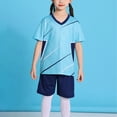 thumbnail image 2 of CYRBOKO Boys Athletic Outfit Sets, Quick-dry Short Sleeve Elastic Waist Training Sports Suit Sky Blue Size 7-8 T, 2 of 4
