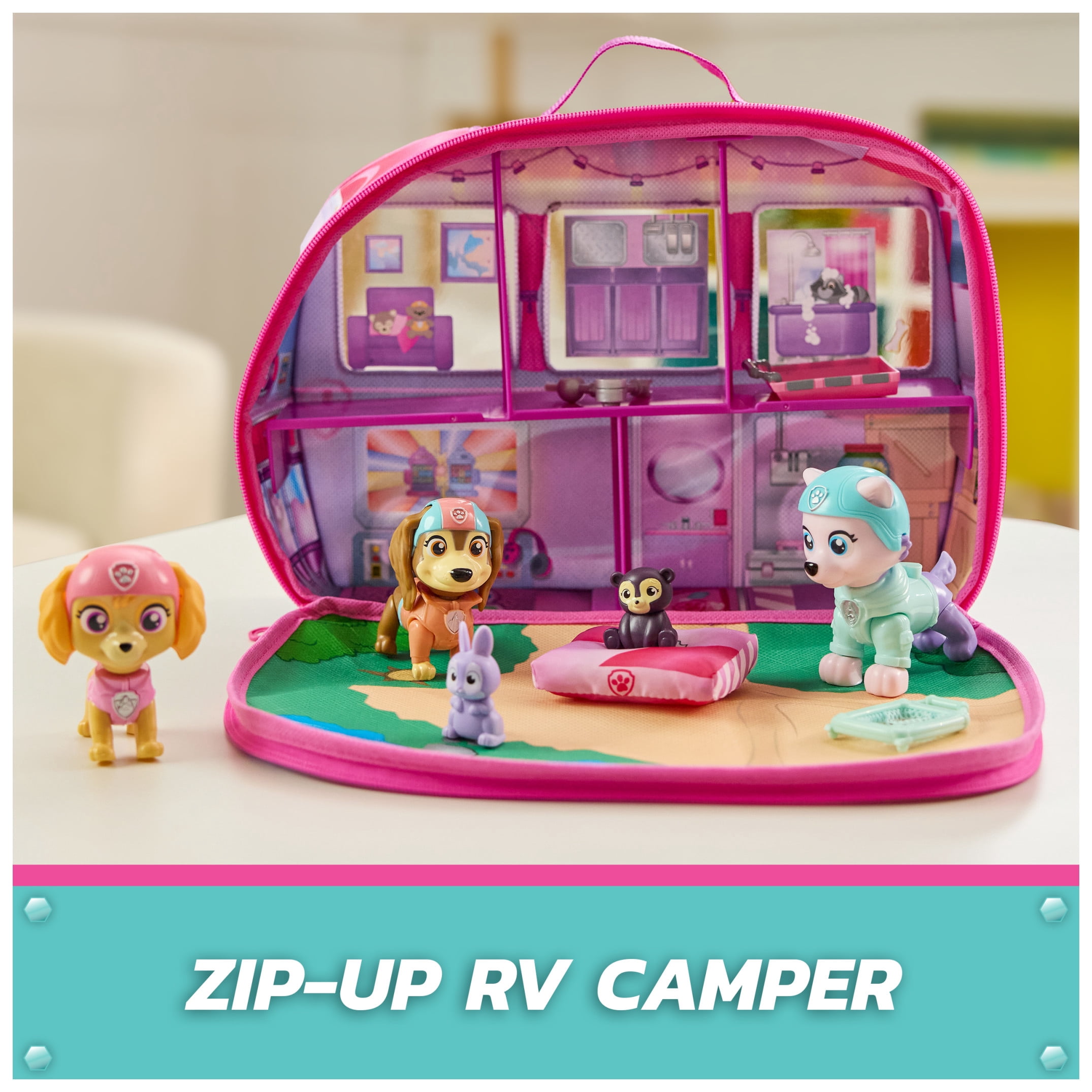 PAW Patrol Pupcation Rescue Set - Skye, Everest & Liberty Bobble Head Collectible Figures & RV Doll Playset for Kids 3 and up