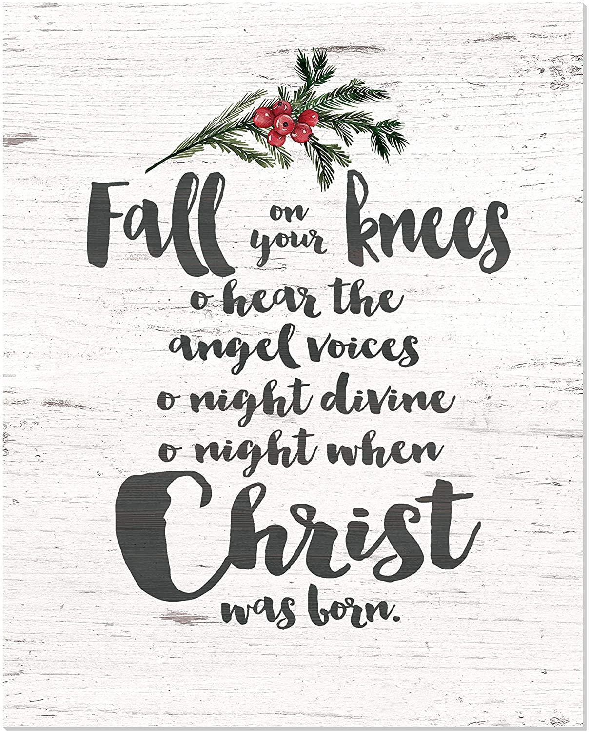 Fall On Your Knees O Holy Night Rustic Wood Wall Sign 12x15 - Walmart ...