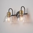 thumbnail image 5 of Globe Electric Brown 16" 2-Light Matte Black Vanity Light with Antique Brass Socket and Clear Glass Shades, 91004391, 5 of 8