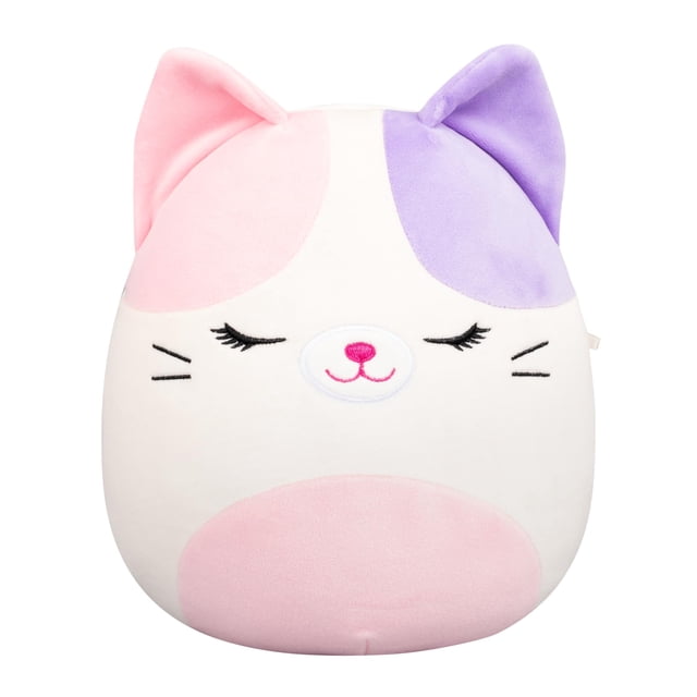 Peluche Squishmallows Nell gata calicó rosa y morada de 20 cm