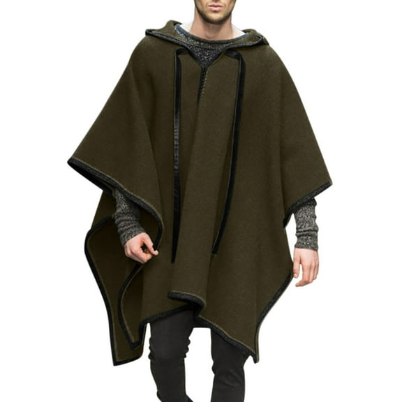 Youmylove Men's Outdoor Waterproof Jacket Casual Hooded Poncho Cape Cloak Fashion Coat Hoodie Pullover Handsome Winter Overcoat With Pockets