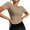 Khaki, variant on Yubnlvae Women's Summer Short Sleeve Breathable Cotton T-Shirt with Classic Fit, 2025 Women's Ribbed Knit T-Shirt Crew Neck Slim Fit Basic Staple Tee, A, L