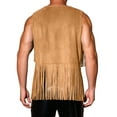 thumbnail image 3 of INSPIRE CHIC Men's Vests Tassel Fringe Retro Open Front Sleeveless Outerwear Vests S Brown, 3 of 6