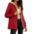 thumbnail image 5 of Women's Puffer Jackets Long Sleeve Hooded Fleece Lined Zip Up Quilted Coat Lightweight Fall Winter Warm Casual Outerwear with Pockets Wine, 5 of 9