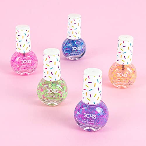 3C4G: Confetti Nail Polish Set - 5 Bottles, Make It Real, Tweens & Girls, Non-Toxic Long-Lasting Polish, Festive Glitter, Vibrant Colors, Three Cheers For Girls, Kids Ages 8+