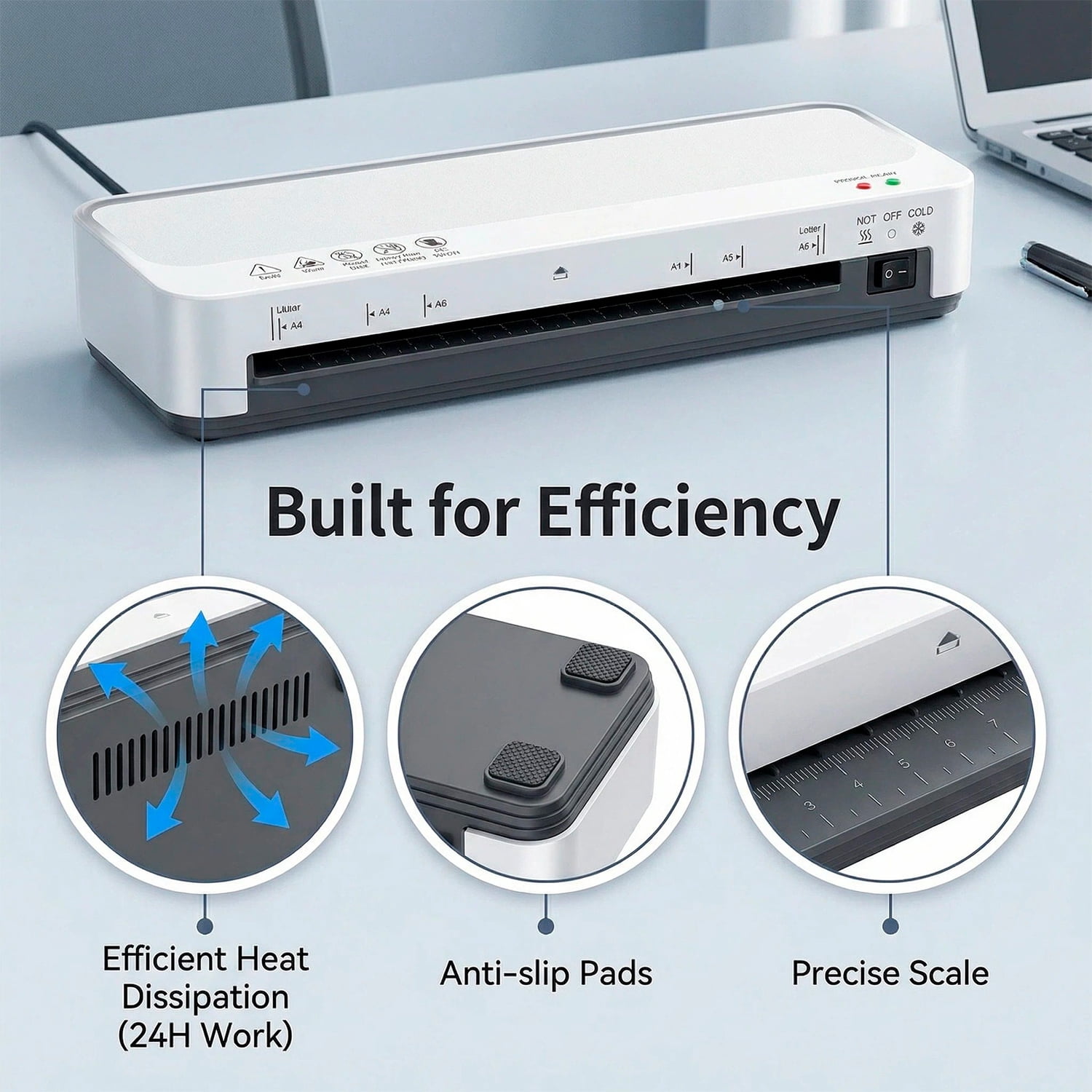 Beloadence Laminator Machine, A4 Laminators Hot & Cold with 15 Laminating Sheets and Trimmer, 13 Inch Laminating Machine for Office, School, Business and Home