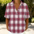 thumbnail image 2 of Guluxicc Polo Shirts for Women 3/4 Sleeve Plaid Trendy Tops Summer V Neck T Shirts Fashion Clothing, 2 of 7