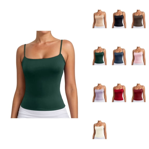 Women's Sleeveless Tank Top Camisole with Adjustable Spaghetti Straps – Pure Color Basic Layering Piece for Everyday Wear, Y2K Casual Outfit Essential