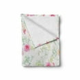 thumbnail image 2 of Watercolor Flower Soft Flannel Fleece Blanket, Soft Colored Roses Vintage Old Style Retro Painting Spring Garden, Cozy Plush for Indoor and Outdoor Use, 60" x 80", White Pink Green, by Ambesonne, 2 of 6