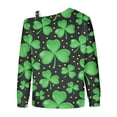 thumbnail image 4 of Femmes Manches Longues Tops Femmes St. Patrick'S Day Sweat-Shirt Imprimé sur l'Épaule Chemise Graphique Manches Longues Pull Tops, 4 of 5