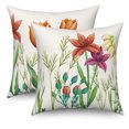 thumbnail image 6 of Spring Floral Throw Pillow Covers 18x18 Set of 2,Lily Flowers Decorative Pillow Cases for Bedroom Sofa Couch, 6 of 6