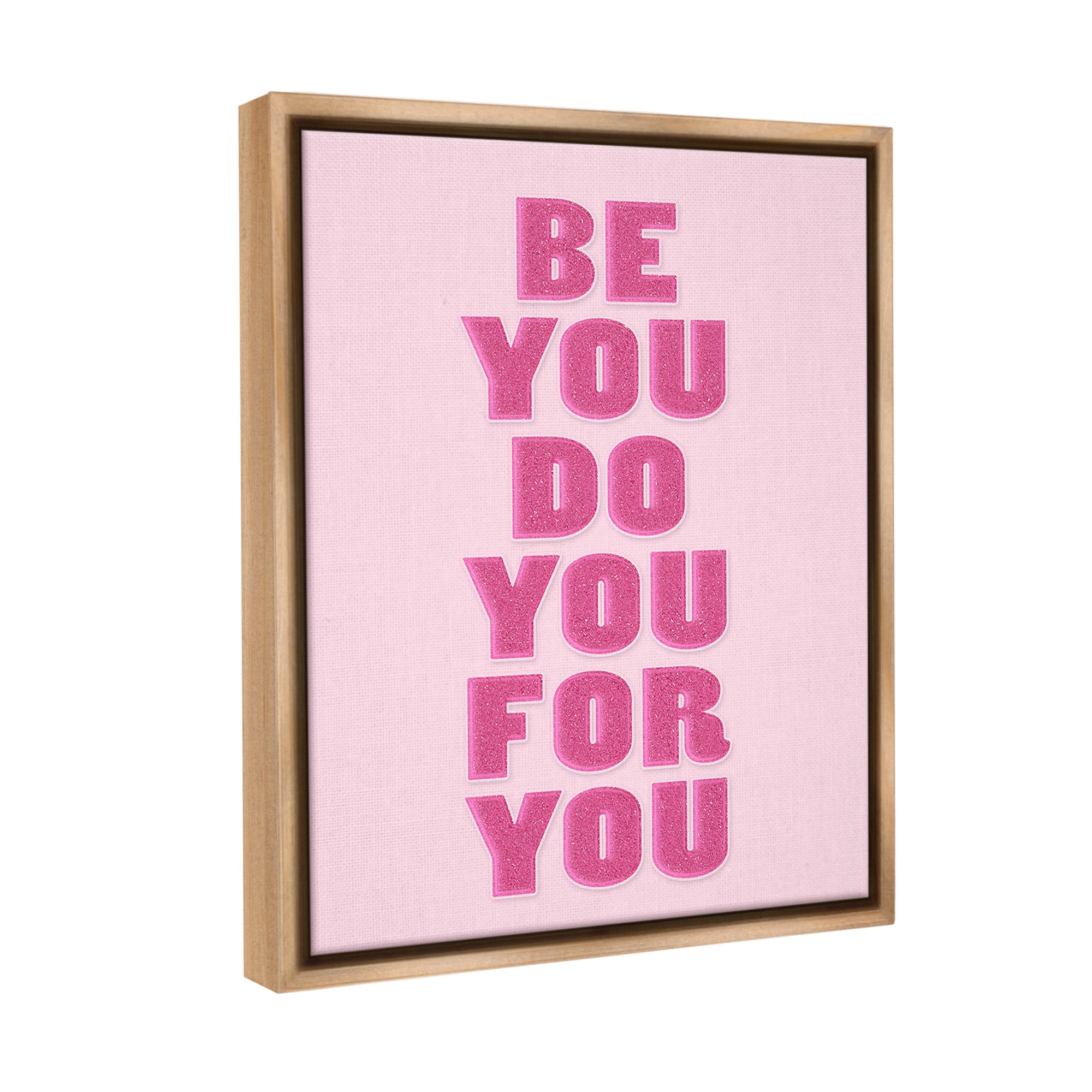 Stupell Industries Be You Bold Pink Inspirational Painting Brown Floater Framed Canvas Art Print Wall Art, 25 x 31