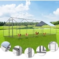 thumbnail image 2 of Petony Chicken Coop Outdoor Walk-in Poultry Cage Large Metal Pen Hen Run House Spire Shaped Cage with Waterproof Anti-Ultraviolet Cover,for Backyard Farm Rabbits Duck, 2 of 5