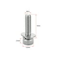 thumbnail image 2 of Uxcell M2.5x0.39'' Tornillos de cabeza hexagonal de acero inoxidable tono plateado 10pcs, 2 of 2