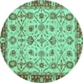 thumbnail image 1 of Ahgly Company Indoor Round Oriental Turquoise Blue Traditional Area Rugs, 3' Round, 1 of 4