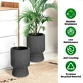 thumbnail image 2 of 14.2" Planters Set of 2 - Tall Planters with Water Level Monitors, Hidden Water Storage Tank for Self-Watering, with Easy Water and Fertilizer Inlet, Indoor & Outdoor Use，Marble Black, 2 of 8