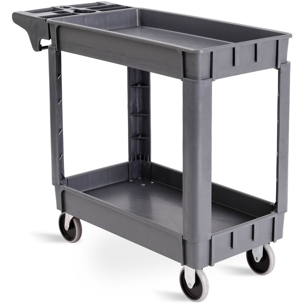 550 LBS Multipurpose ﻿Plastic Service Cart Utility Rolling Cart w/2 Shelves 