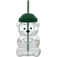 thumbnail image 1 of Vaso de vidrio con oso de 600 ml, vaso reutilizable con tapa y pajita, 1 of 3