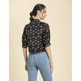 thumbnail image 3 of Moomaya Womens Printed Top, Quarter Sleeves Formal Top Ruffled Button Placket, 3 of 9