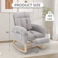 thumbnail image 2 of Modern Nursery Rocking Chair, Teddy Upholstered Rocker Recliner with Adjustable Footrest & Side Pocket, Comfortable Rocker Glider for Living Room, 2 of 13