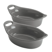 Rachael Ray Ceramics 2-Piece Oval Au Gratin Set, Gray