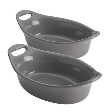 Rachael Ray Ceramics 2-Piece Oval Au Gratin Set, Gray