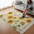 thumbnail image 6 of Bedroom Rug Carpet 3'x 5', Sunflower Farmhouse Washable Floor Carpet with Tassels, Spring Summer Retro Floral Butterflies Elegant Soft Floor Rug Mat for Patio, Balcony, Laundry, Room Decor, 6 of 9