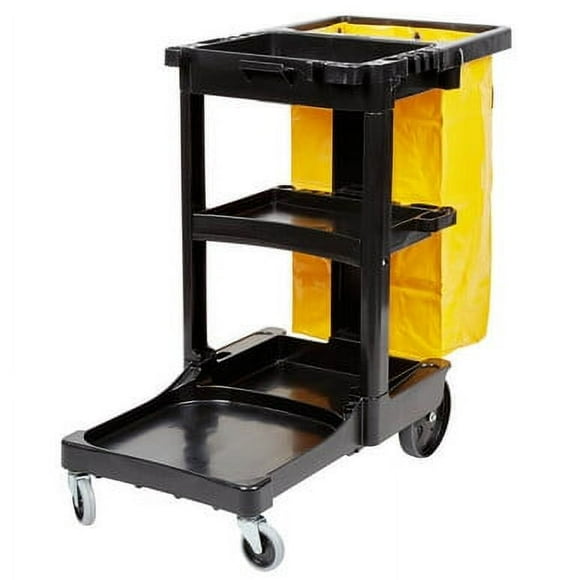 Rubbermaid Shelf Janitor Cart with Vinyl Zippered Bag - Efficient Cleaning and Organization