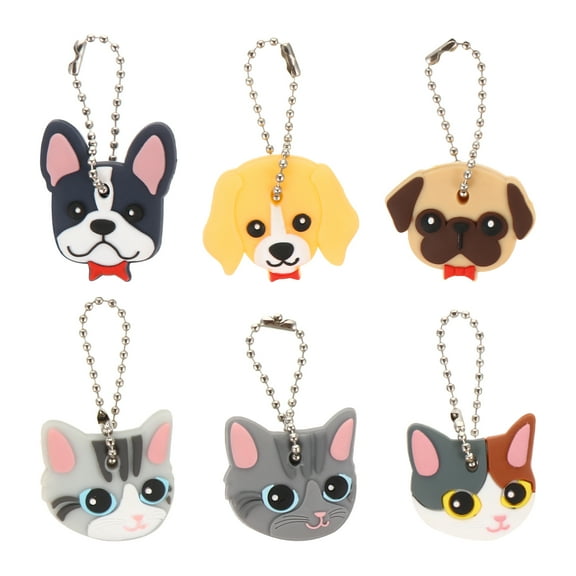 Masteelf 6pcs Key Cover Cartoon Key Covers Cat Key Cap Key Cap Tags Key Identifier Keychain Pendant for House Key Label Tags