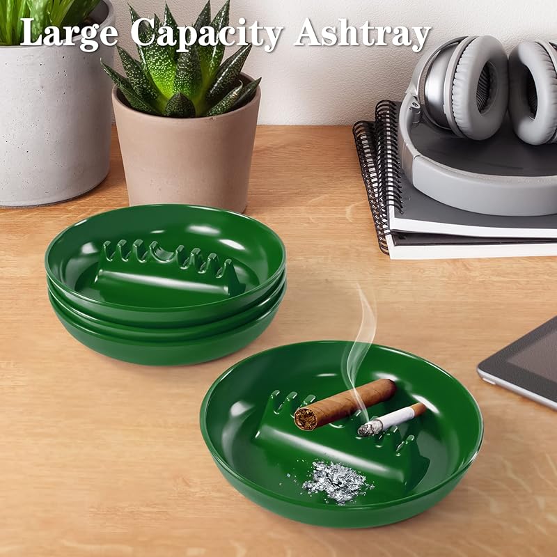 Plastic Ashtrays for Cigarettes and Cigars, Indoor Outdoor Ash