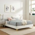 thumbnail image 2 of Platform Bed Frame, Tufted, White, Velvet, Mid Century Bedroom, Modern Contemporary Boutique HB35555, 2 of 8