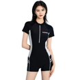 thumbnail image 2 of Women Short Sleeve Swimsuit Zip Bathing Suit Summer Athletic Swimming Suits S, 2 of 8